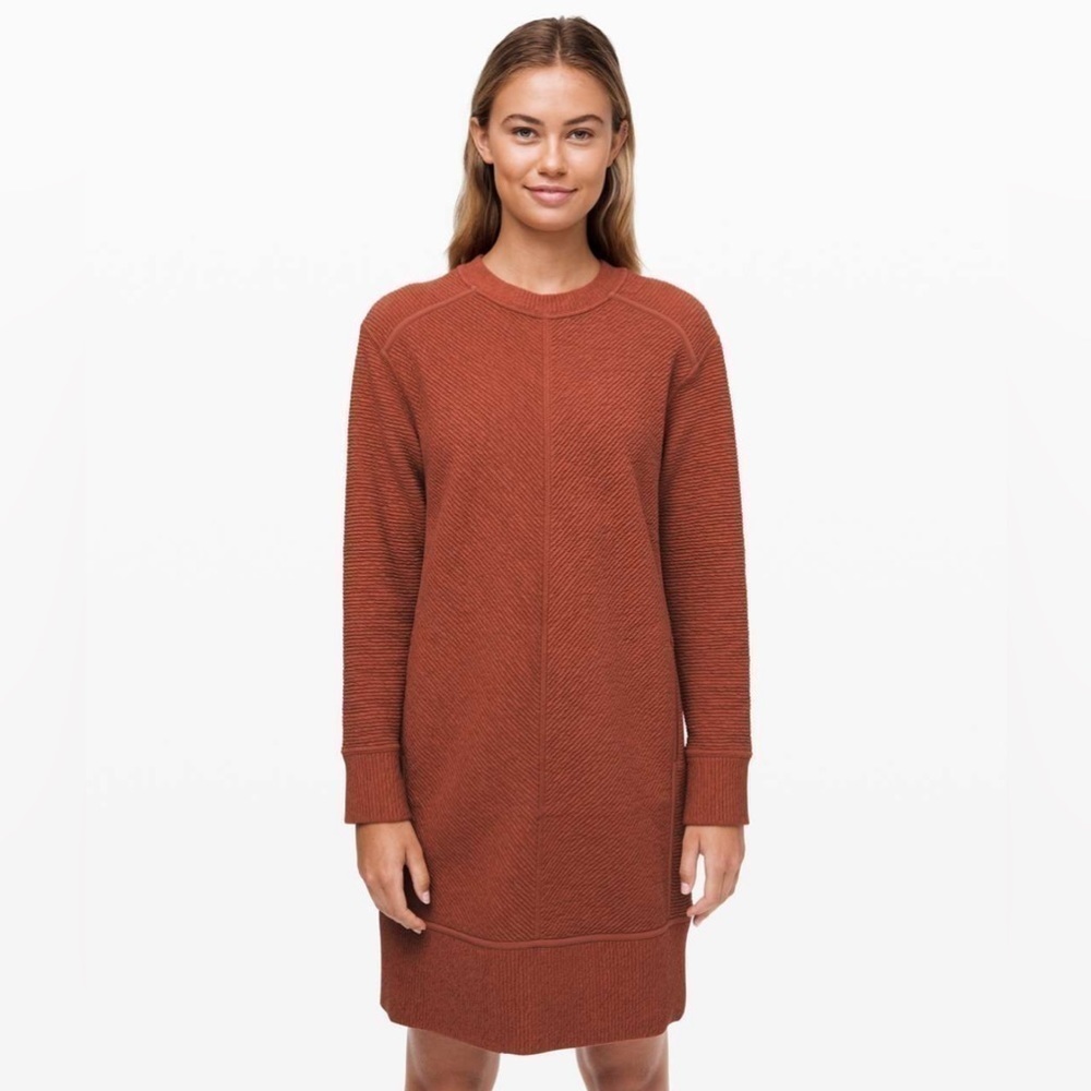Lululemon On Repeat Long Sleeve Heathered Rustic Clay Dress